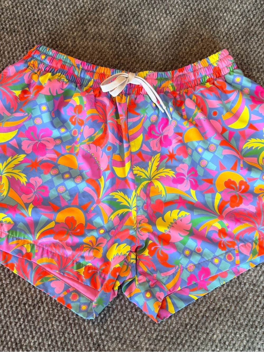 Kulani Kinis Tropical Floral Drawstring Shorts - Pink, Yellow, Blue